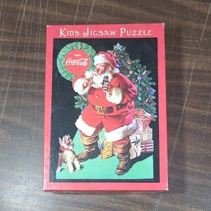2001 Coca Cola Red Santa Kids Jigsaw Puzzle with Green Tree Accents